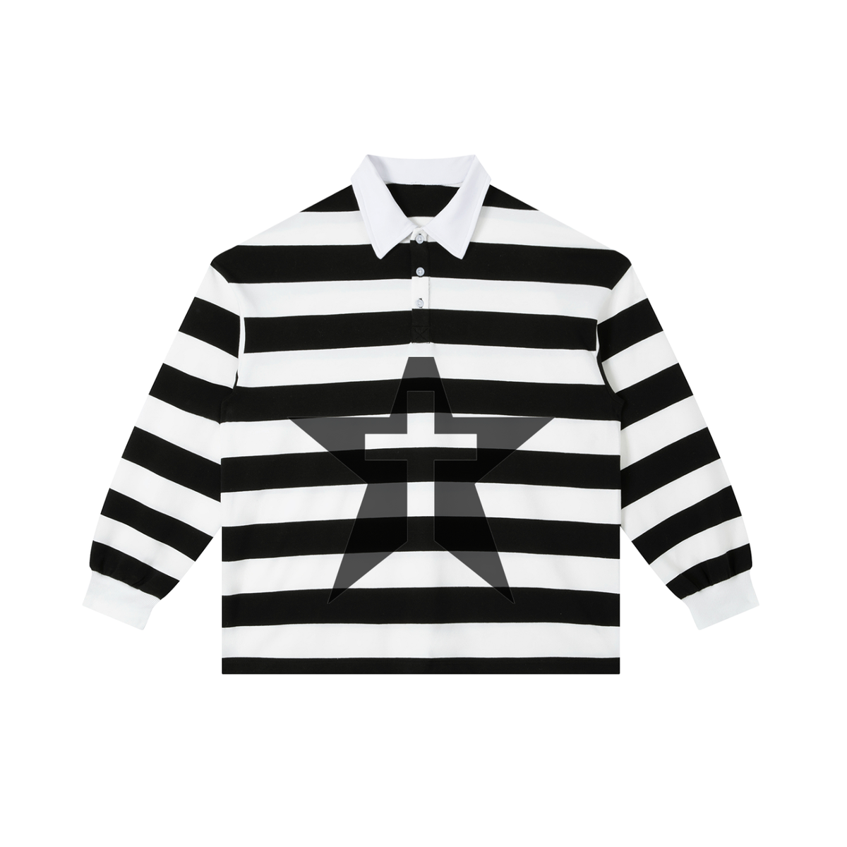 White & Black Stripe Polo Shirt