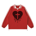Red & White Collar Sweatshirt