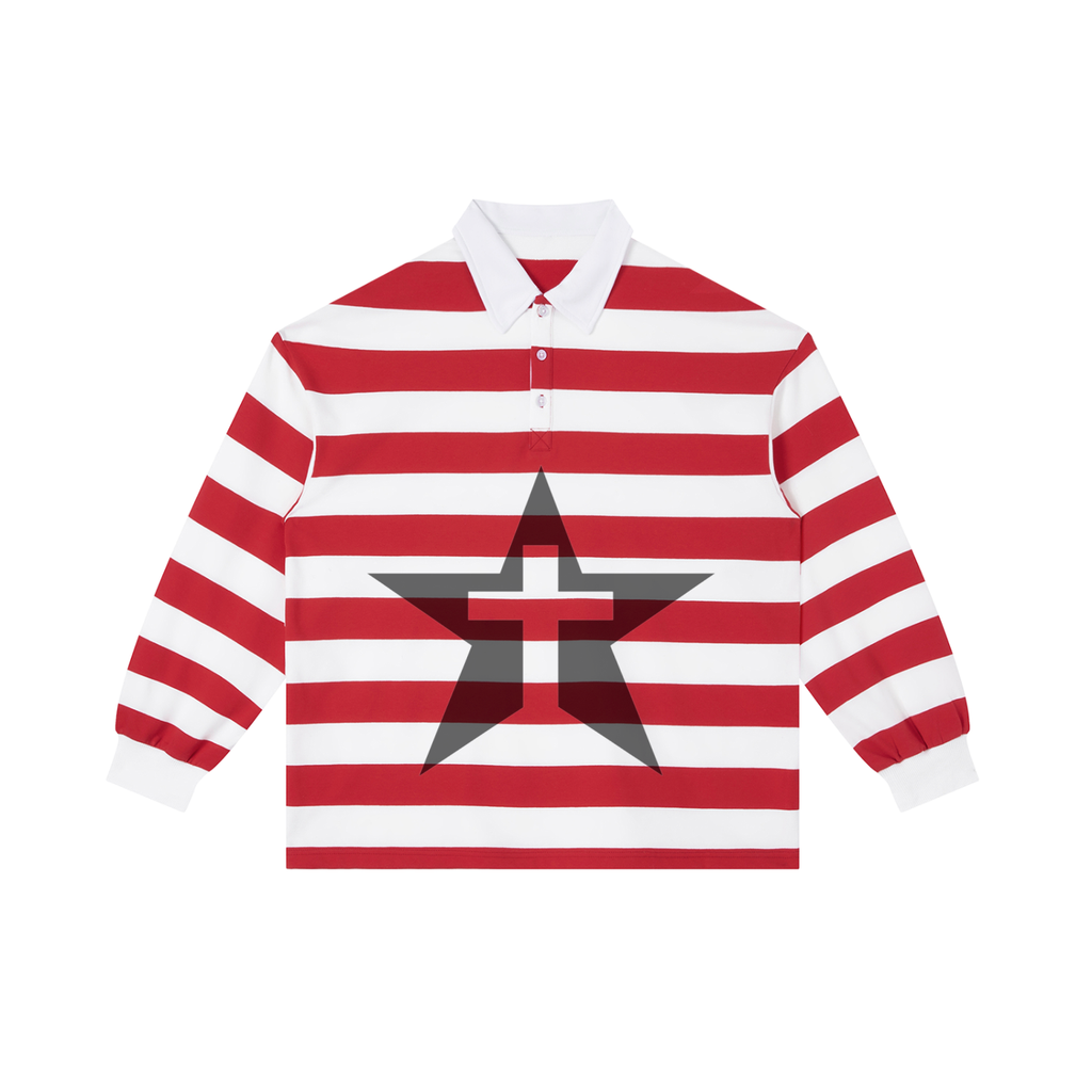 White & Red Stripe Polo Shirt