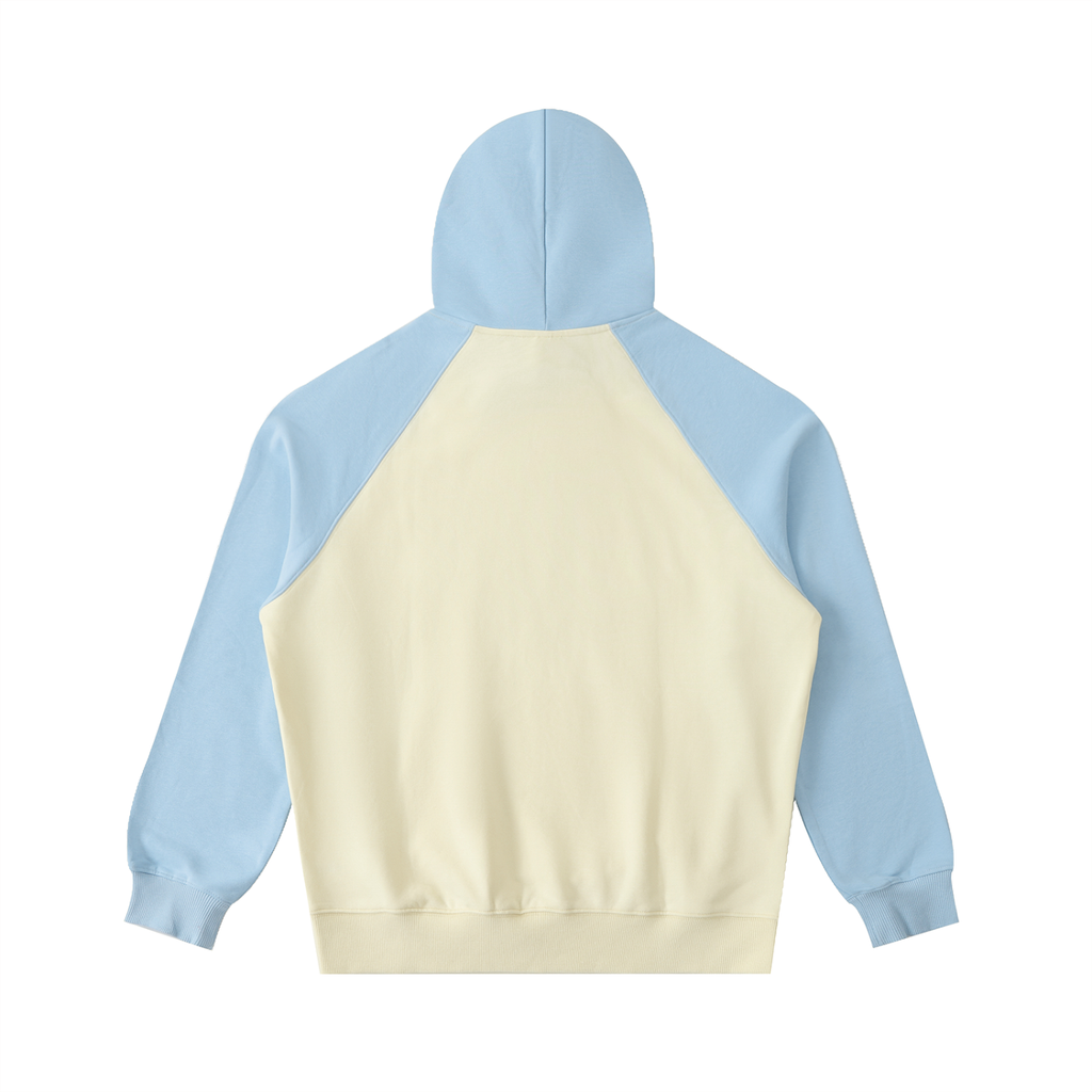 White & Sky Blue Sleeve Hoodie