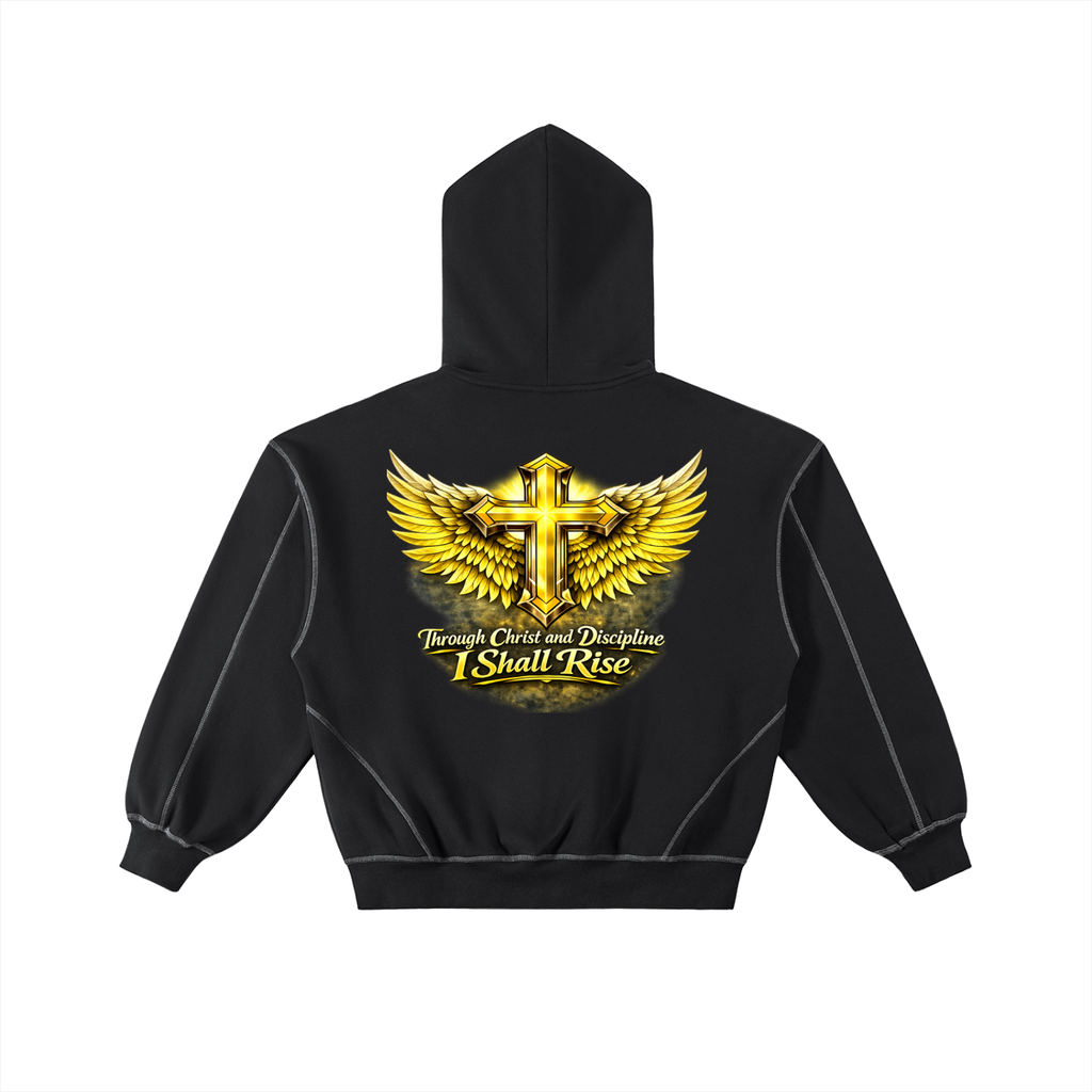 Black & Yellow Boxy Fleece Zip Hoodie
