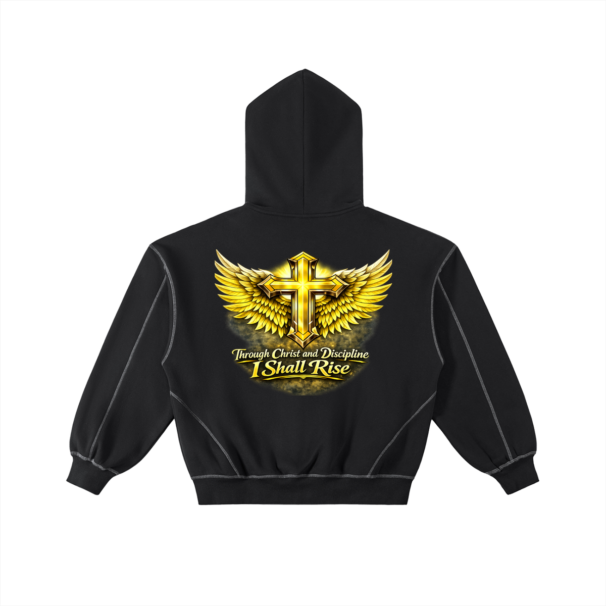 Black & Yellow Boxy Fleece Zip Hoodie