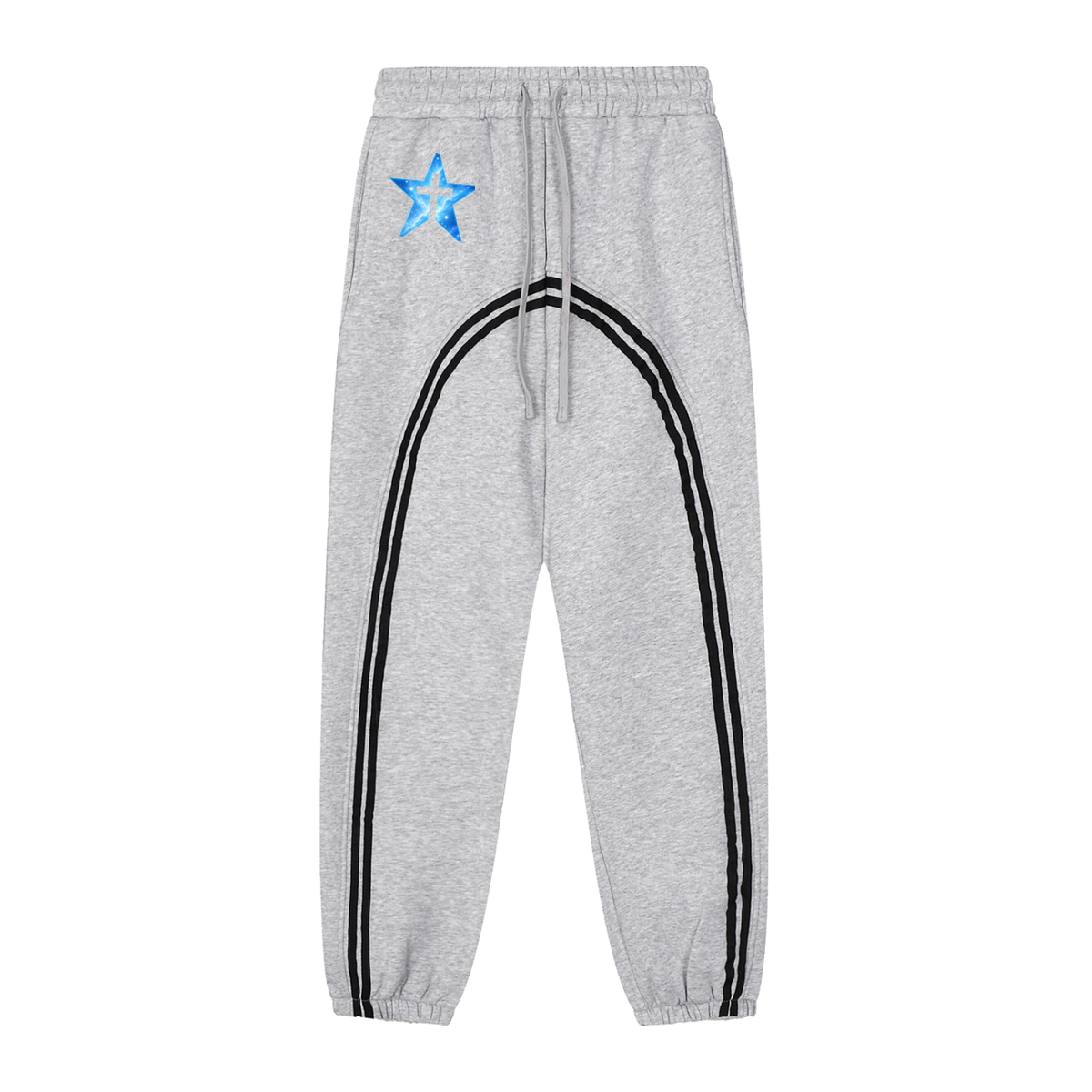 Grey & Blue Fleece Jogged Sweatpants
