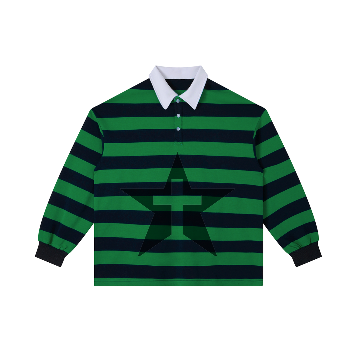 Green & Black Stripe Polo Shirt