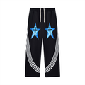 Black & Blue Curved Stripe Straight Sweatpants