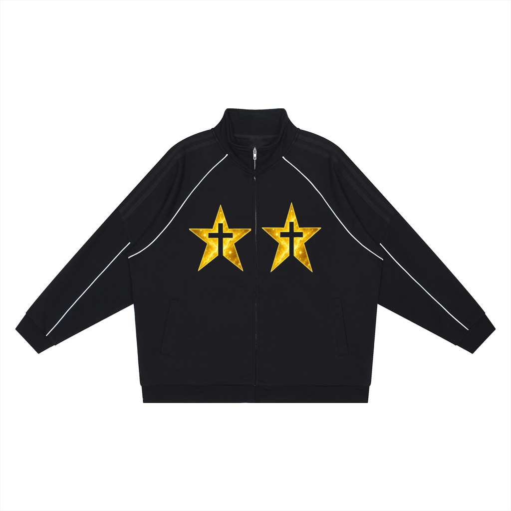 Reflection Striped Raglan Sleeve  Jacket