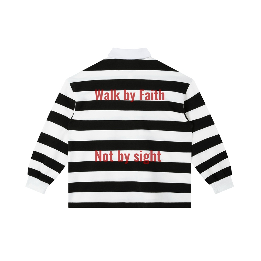 White & Black Stripe Polo Shirt