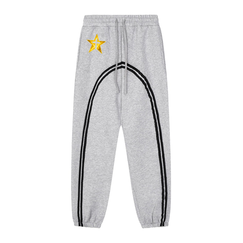 Grey & Yellow Fleece Jogged Sweatpants