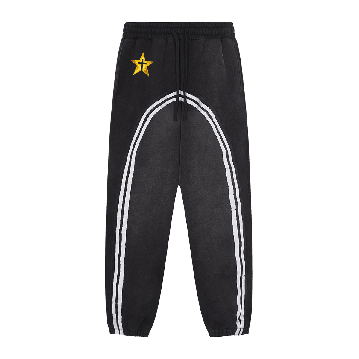 Black & Yellow Fleece Jogged Sweatpants