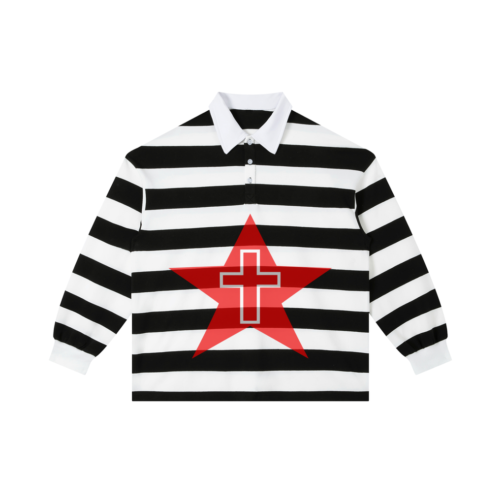 White & Black Stripe Polo Shirt