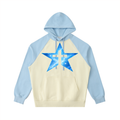 White & Sky Blue Sleeve Hoodie
